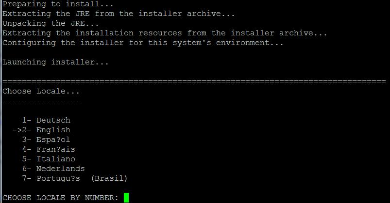Chapter 12: Installing on Linux Using Console Mode Enter the number to select