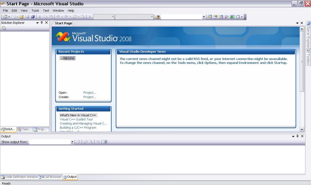 Once you have started Visual Studio you