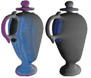 3 Fig. 2. Splitting the object into two paintings to avoid the self-occlusions. Left: The first layer contains the handle and the body of the vase, except for the part under the handle.