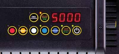 Celeb 400Q DMX Control Panel A B C D E F G A) Kelvin Preset Buttons: Kelvin buttons come preset at the factory. Factory defaults left to right are: 2700K, 3200K, 4000K, 5000K, 5500K.