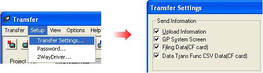 Upload Information is necessary to receive screen data from GP-37W2. It needs to be included in screen data when transferring screen data to the display unit beforehand.