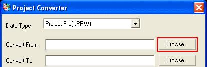 opens. Select [Project File (*.PRW)] in the [Data Type].