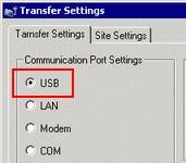(4) Make sure that the [Device] in the Transfer Settings Information is set to [USB].