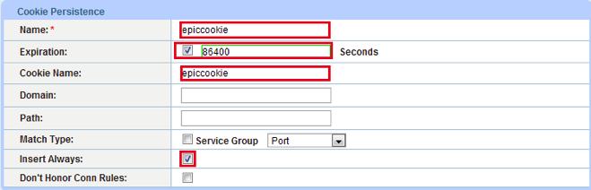 Figure 11: Cookie Persistence Template 6. Click OK and then click Save to store your configuration changes.