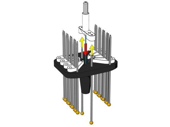 Figure D Overhead view of the VersaDrive 8 shuttles. Figure 2.7 and Figure 2.8 Inserting the optical shuttle. This should be done between Figure 2.7 and Figure 2.8. The assembled optical shuttle/fiber should be run through the center hole of the VersaDrive 8 Optical Tip.