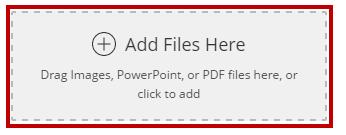 3. The Share Files window appears. You may either drag and drop content into the Drag and Drop field.