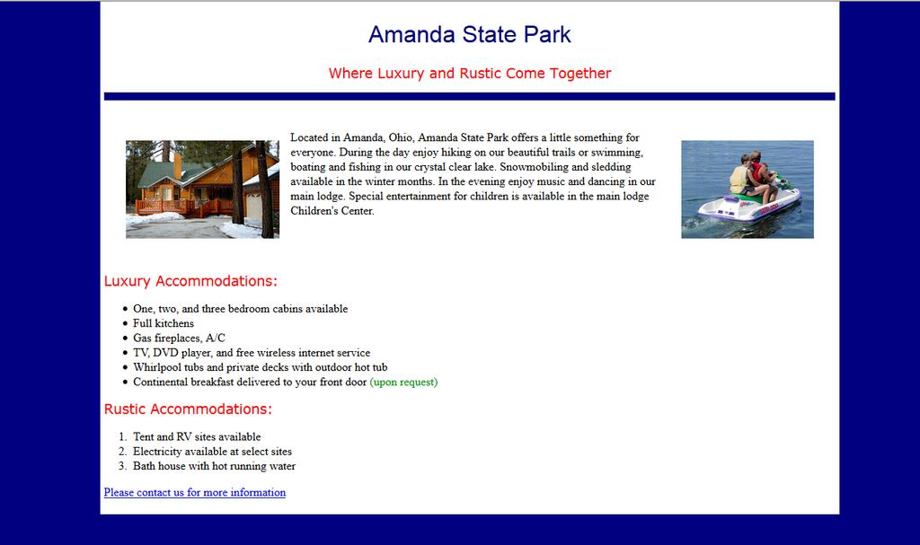 Page 8 of 8 When finished creating the website, print the code and the screen capture of the
