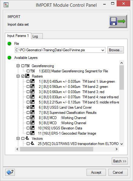 Module 5: Working with Modeler 2. On the Input Params 1 tab, click Browse. The File Selector window opens. 3. Locate the GEO Data folder and select irvine.pix. 4. Click Open.