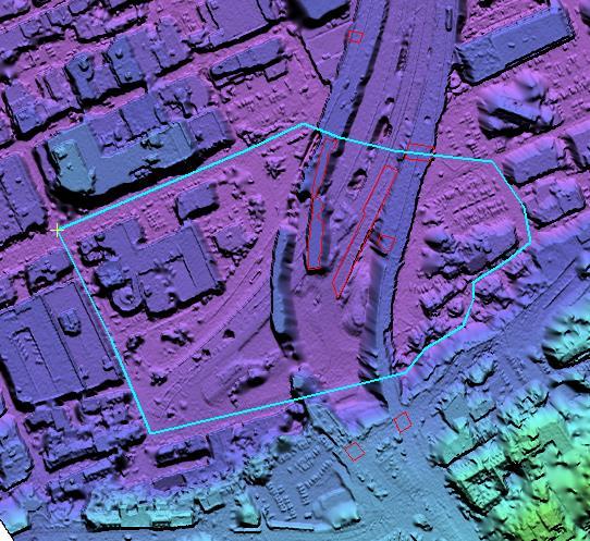 Digitize a new polygon around the bridge and the surrounding area. Figure 46.