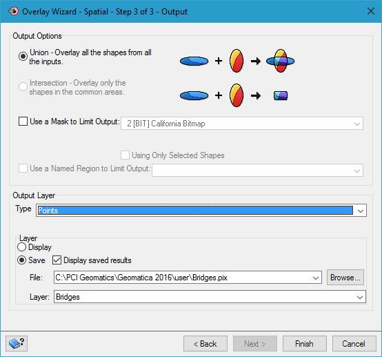 Module 3: Spatial analysis in Focus Figure 69. Output Options for Spatial Overlay 9. In the Output Options section, select Union.