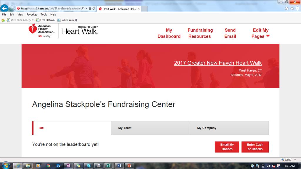 Steps To Entering Donations Online: 1. Login and click on the My Dashboard tab.
