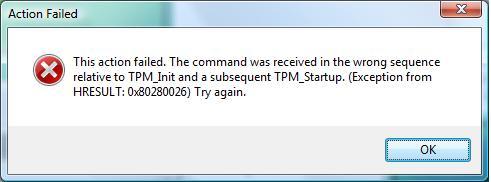 Figure 9 Sleep Mode Error for TPM on Microsoft Windows Vista 7.