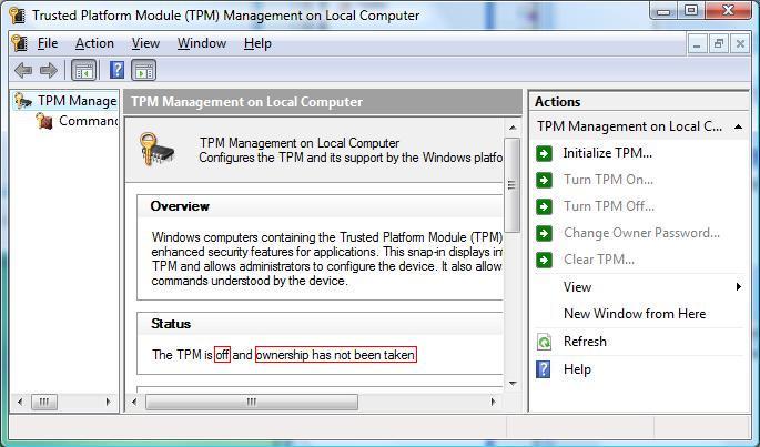 Figure 14 TPM Ownership Cleared 2. Disable the TPM Since the hard disk initialization steps do not require use of the TPM, the TPM can safely be disabled and deactivated.