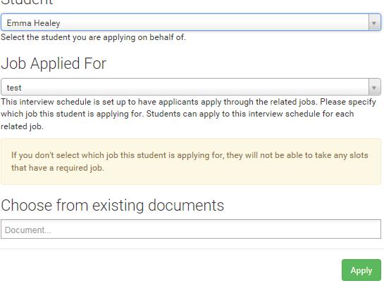 Click on 'Job Applied For.