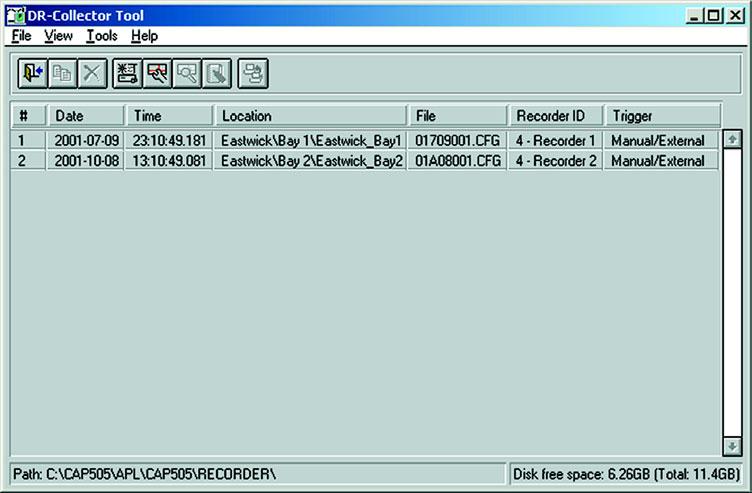 4 DR_ collector Tool window System configuration Document files Technical data The tool package is delivered on a CD which can be installed on a PC with Win NT or Win 2000 operating system.