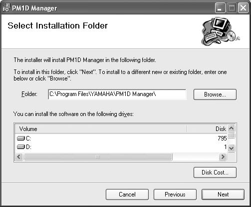 You may use the software on the CD-ROM only if you accept the terms of this license agreement. If an older version of PM1D Manager is already installed, you must first uninstall it.