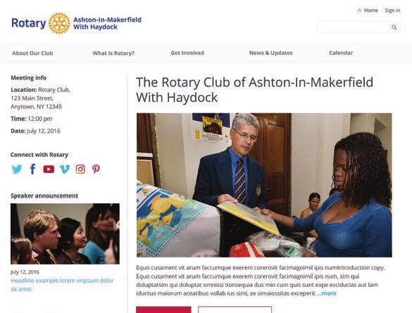 Header Quick Start Guide for Club Websites September 2016 7 Your website header should feature the Rotary header with your club name.