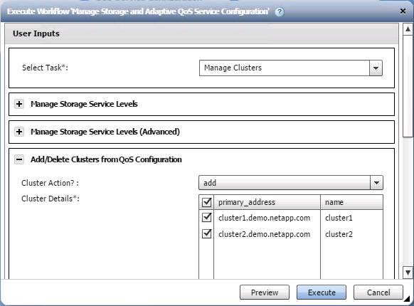 45 47 46 Figure 7-22: The Execute Workflow Manage Storage and Adaptive QoS Service Configuration window closes and the Manage Storage and Adaptive QoS Service
