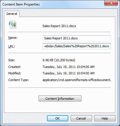 Content Item Properties Dialog Save Scenario Save Changes Check In Edit Metadata Undo Check-Out Action Scenario 5 No No n/a Yes Any changes to the document are discarded and the document is closed.