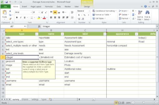 Authoring Forms in Survey123 Connect Microsoft Excel