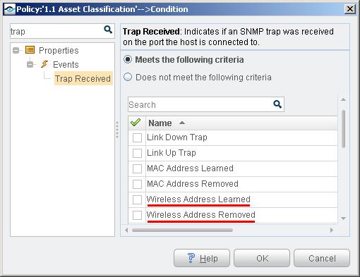 Address Learned Wireless Address Removed Use these options to apply actions to wireless clients based on SNMP traps