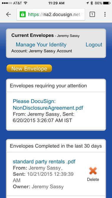 If a user has the Classic DocuSign Experience as their default web interface, they will continue to see that when they log on with a mobile browser.