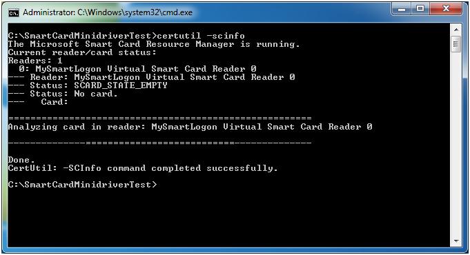 If the smart card reader is empty, aka if the token is not recognized, or if there are other readers (in this case our product EIDVirtual) the following output will be produced : 2.