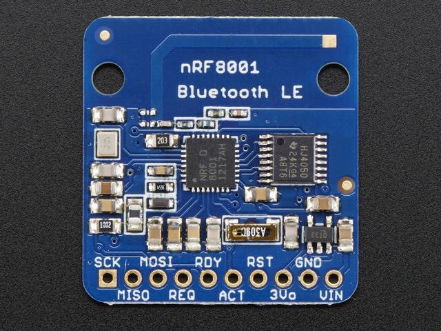 Pinouts The nrf8001 is nice because it handles all the BLE radio and low level work, and does it all over SPI which makes it easy to use with any kind of microcontroller.