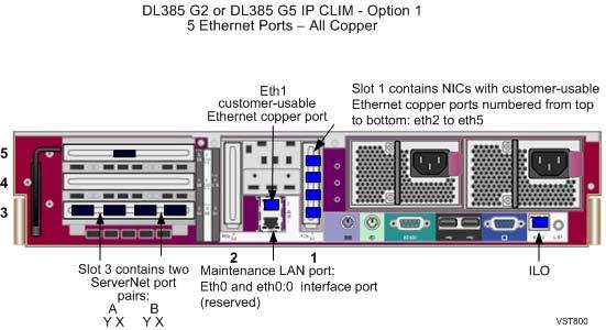 IP CLIM Ethernet Interfaces The DL385 G2 or G5 and DL380 G6 IP CLIMs each have two types of Ethernet configurations: IP CLIM option and IP CLIM option 2.