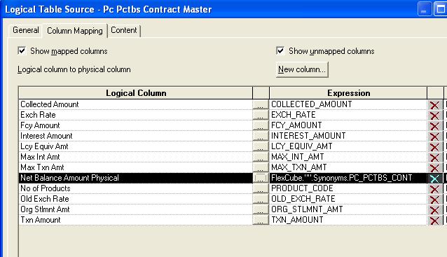 8) Notice that the expression is added in the Logical Table Source dialog box. 9) Click OK to close the Logical Table Source dialog box.