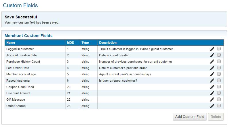 2.2.3 Custom Fields Decision Manager supports up to 100 custom fields called Merchant Defined Data Fields.
