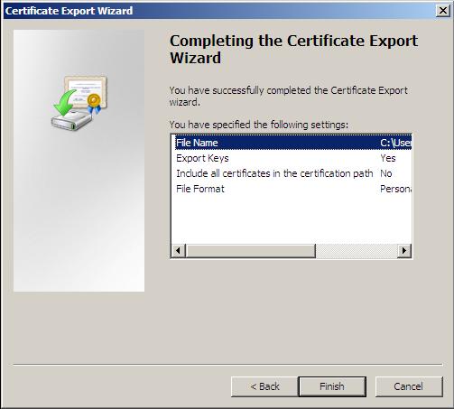 8. The wizard will confirm that the export was successful. 9. Repeat the export process for each user that has files encrypted using EFS.