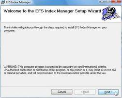 8 Second we install the EFS Index Manager C:\EFS_Installers Folder