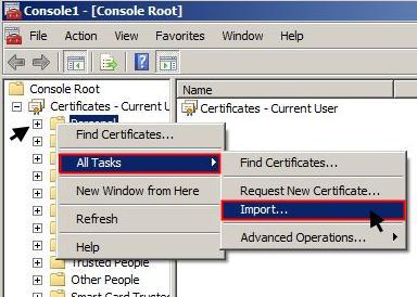 In the Console1 dialogue window, click the next to Certificates Current User to expand the