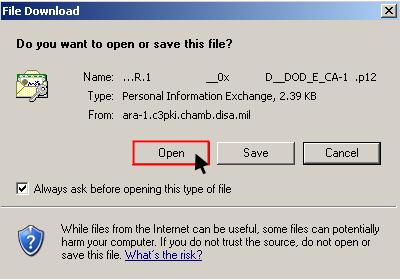 9. Open the.p12 file and allow it to install. 10.