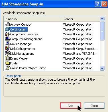 Select Certificates, then click