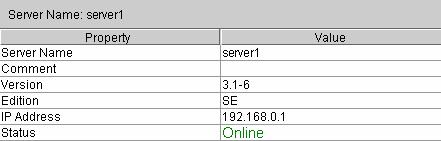3.1.11 Certain server When you select an object for a certain server, information appears in the list view.