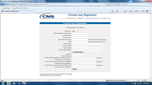 8. You will then see a link for MDS and epoc User Registration. Click on that link. 9. You should now see a Provider User ID Registration page. a. At the beginning of the form there is a drop down box, click and highlight epoc b.