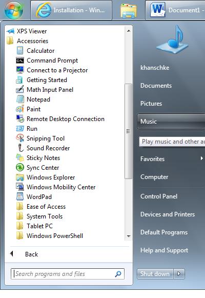 Getting your Remote Desktop Connection Go to Start button Go to All Programs Accessories and under