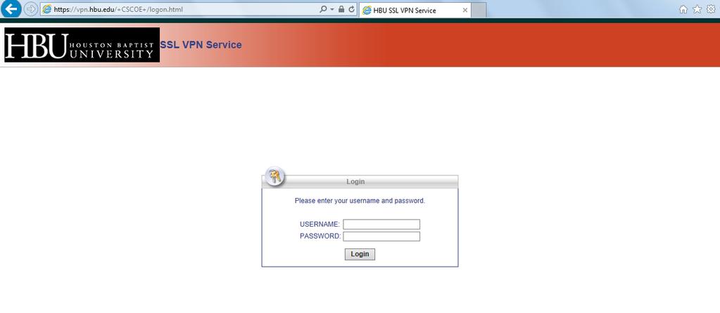5. Enter your username and password (as you would in your office) and click Login.