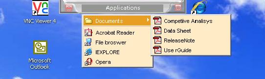 The user can launch remote applications with one click on the AppAnywhere taskbar and