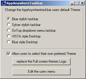 Administrator tools on the server With the AdminTool, the Administrator can easily decide what will be the default Remote Desktop theme the user will see when opening a session.