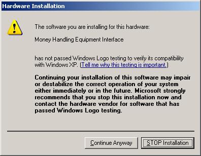 Click next, and the warning about Windows Logo testing will be display. Click Continue Anyway and the driver and DLL will be installed. When all this has happened, the final screen will appear.