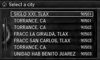 Entering a Destination Address QRG Navigation Selecting a City 3. Rotate i to select the destination city from the list. Press u.