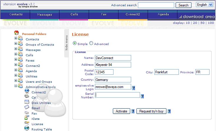 5.2. Install License Navigate to Administrative tools License and enter the appropriate identification information.