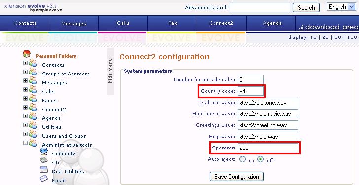5.4. Configure System Parameters Navigate to Administrative tools Connect2 and enter the parameters shown in the following table.