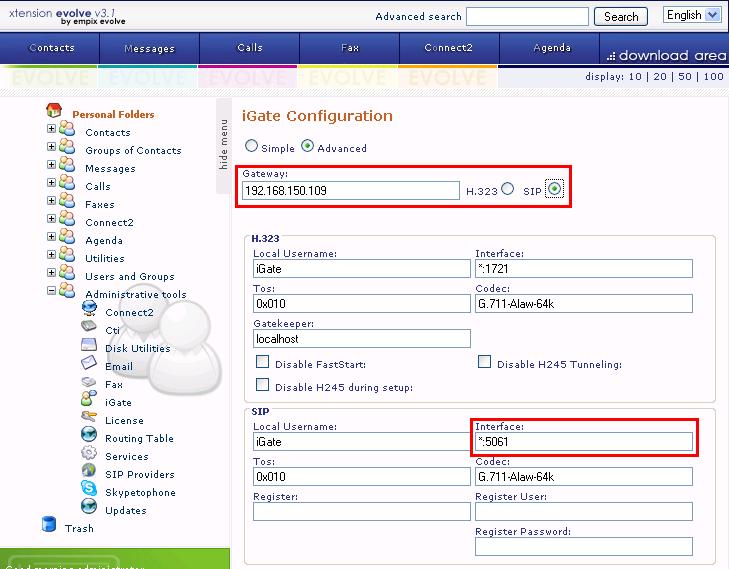 5.5. Configure igate Navigate to Administrative tools igate and enter the parameters shown in the following table.