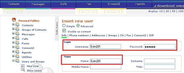 5.6. Add Users Navigate to Users and Groups New User, select the Advanced radio button, select the Info tab, and enter the parameters shown in the following table.