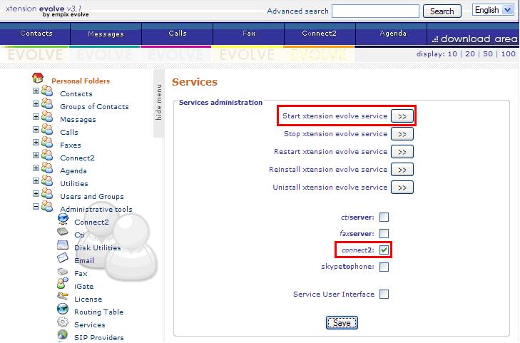 5.7. Start Service Navigate to Administrative tools Services, check the connect2 box, and