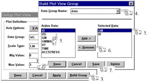 Figure 6-4: How to Edit or Delete a Plot Data Group. HOW TO EDIT OR DELETE A PLOT DATA GROUP: 1. Make sure the plot in question is the active window.